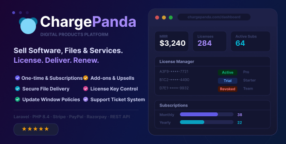 ChargePanda - PHP Script to Sell Digital Products, Downloads, Subscriptions &amp; Licenses