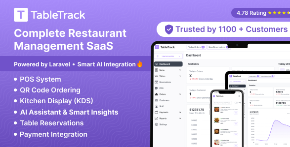 TableTrack v1.3.02 - The Complete SaaS Restaurant Management Solution - nulled