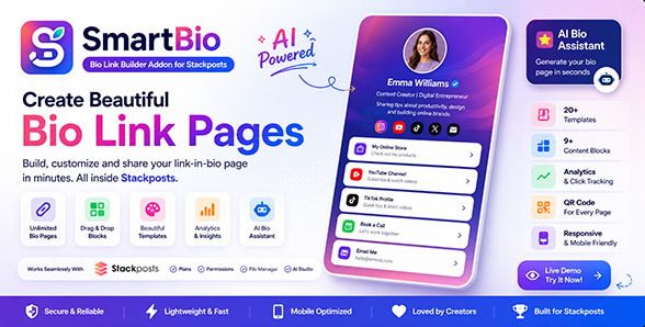 SmartBio v1.0 – Bio Link Builder Addon for Stackposts
