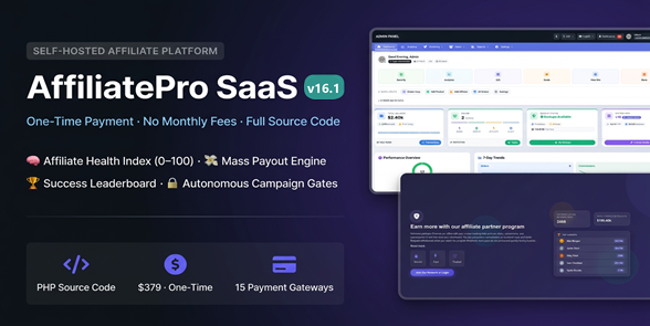 AffiliatePro SaaS v16 - AI-Powered Multi-Vendor & MLM System - nulled